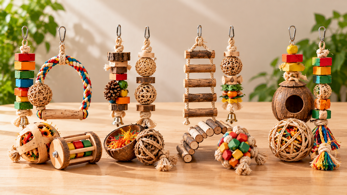 Bird toys arranged by week