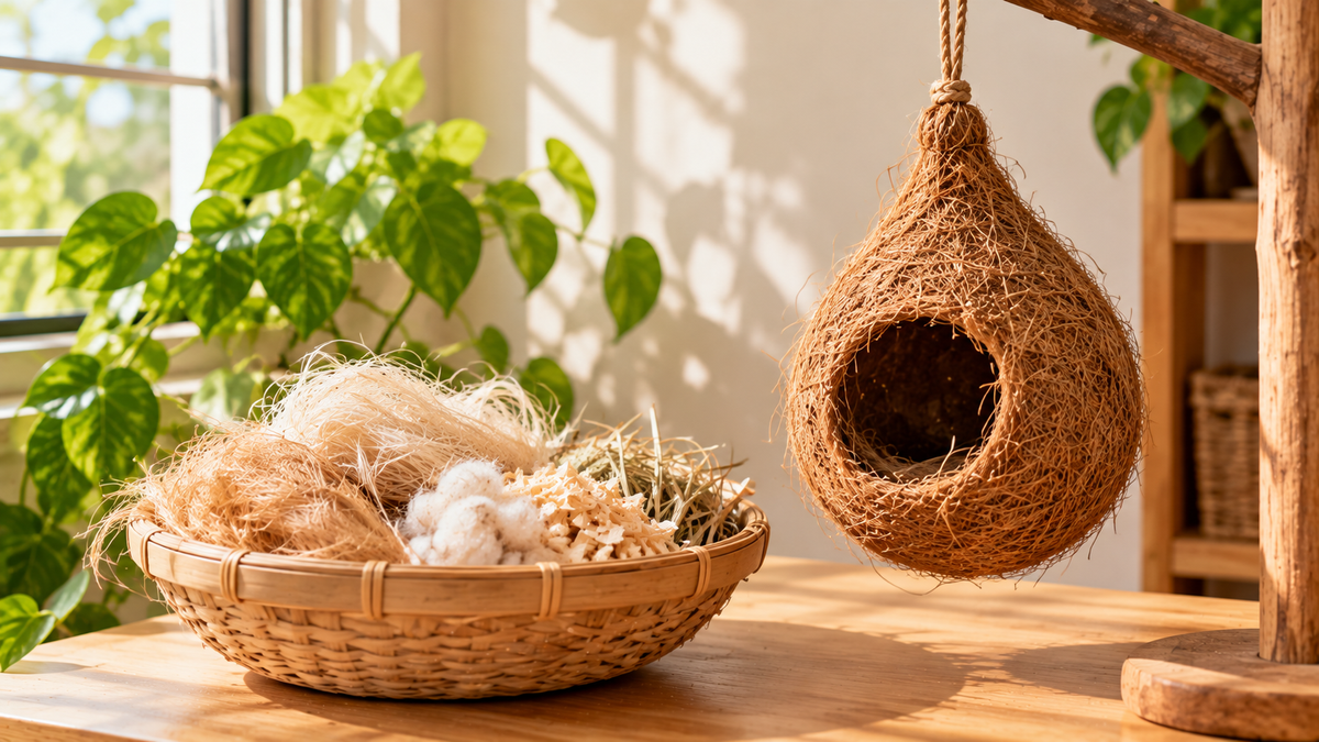 Nesting material and a hanging coir nest