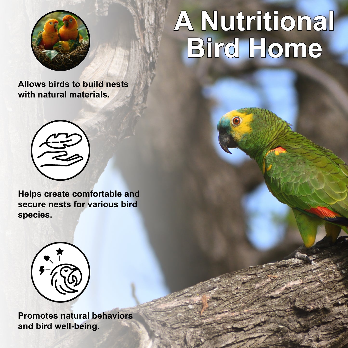 Congo® 400g True Nest Natural The Complete Nesting Material for Budgies, Cockatiels, Lovebirds, Conure, Amazon, Senegal, African Grey and Other Birds, 400g