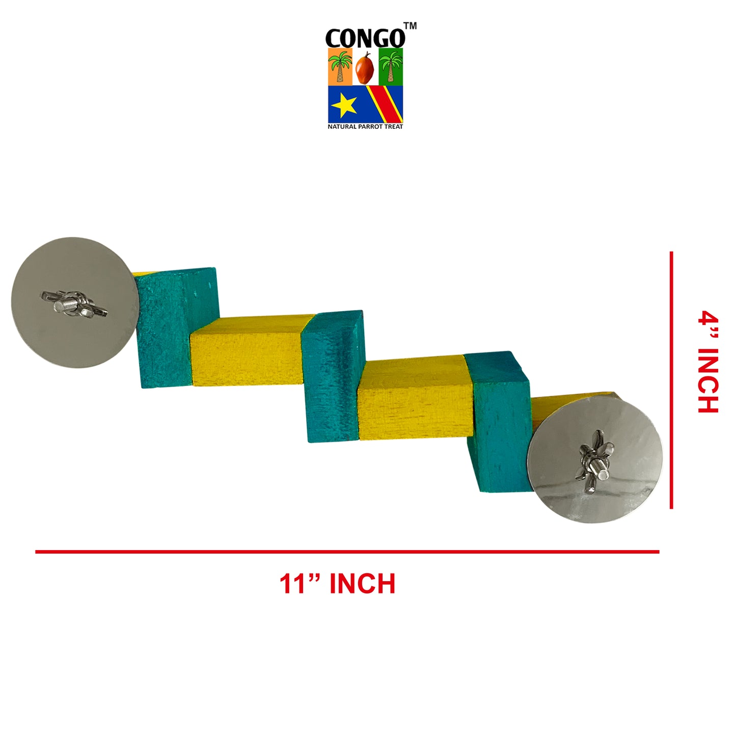 Congo Natural 11X4 in. Colored Fix Ladder On Cage for Lovebirds, Cockatiels, Senegal, Conure and Other Birds (Piece of 1)