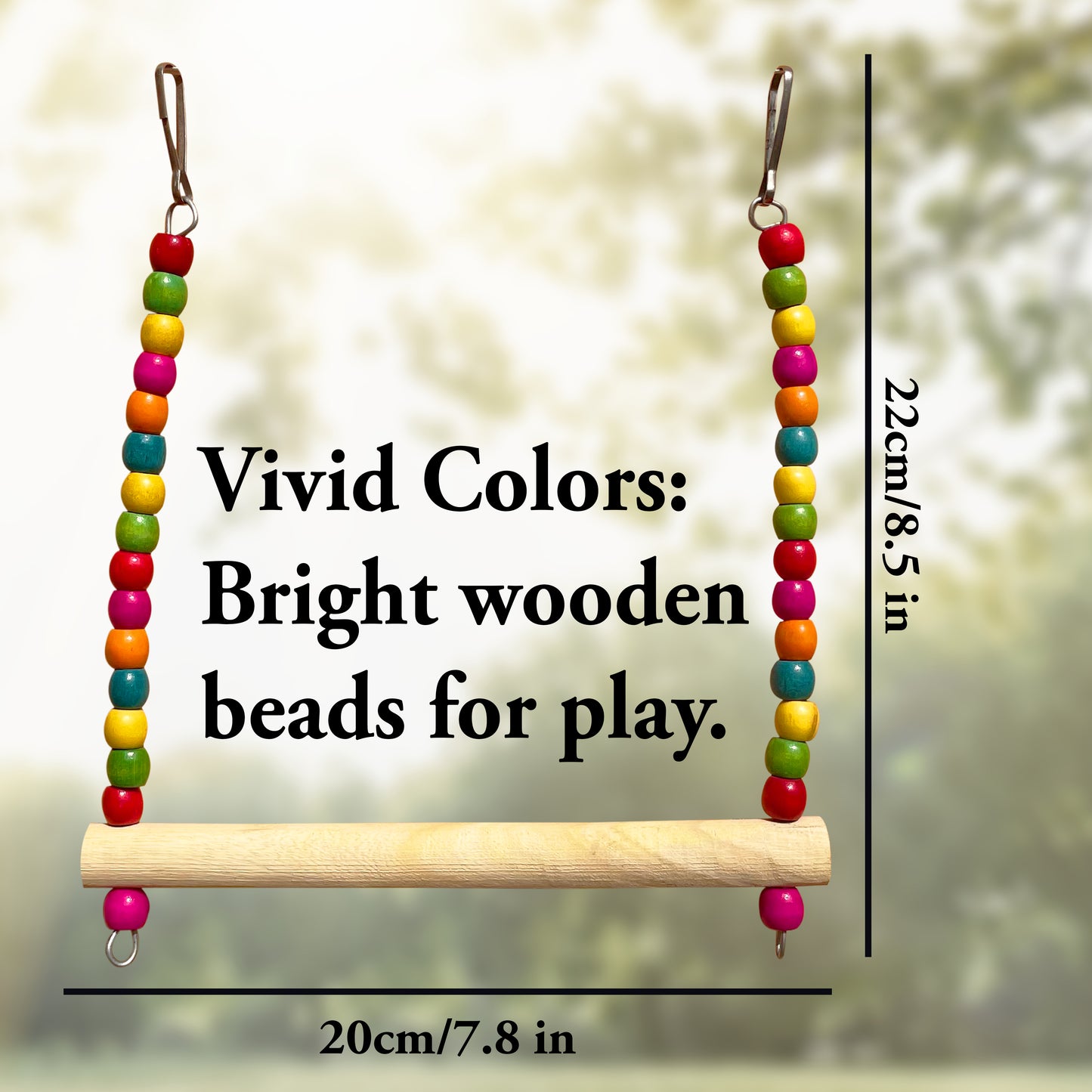 Congo® 22X20cm Colorful Wooden Beads Swing for Budgies, Parakeet, Lovebirds, Cockatiels, Conure and Other Birds