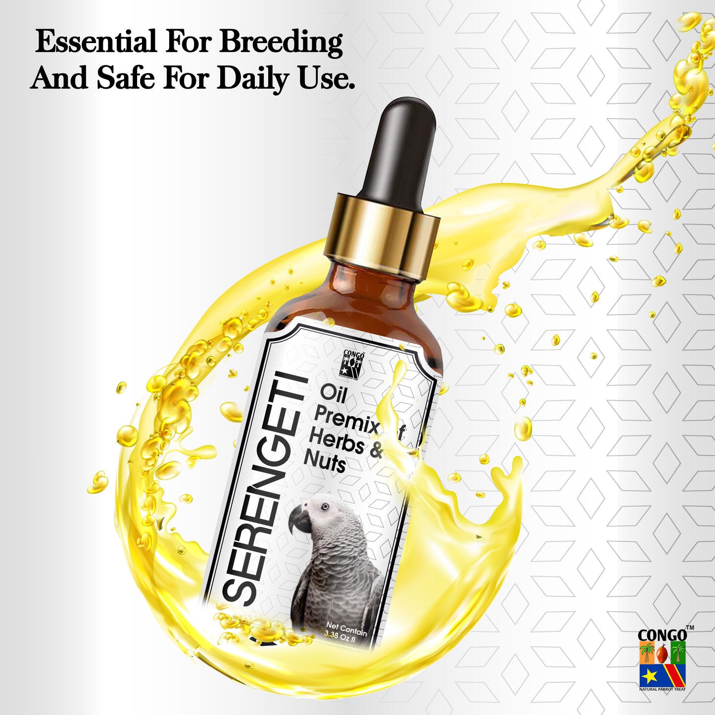 Congo® 100ml Serengeti Oil for Breeding and Nutrition for African Grey, Macaw, Conure, Senegal, Lovebirds and Other Birds