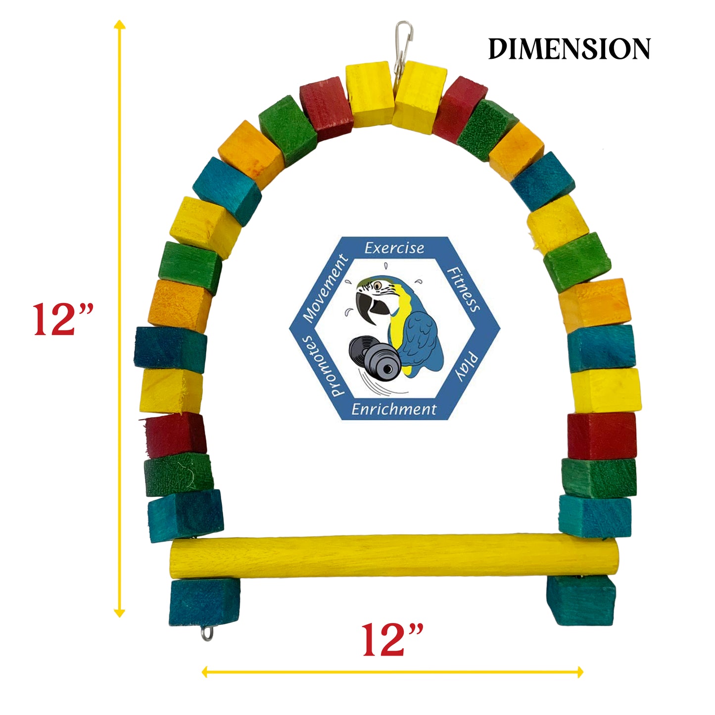 Congo® Colored 18X12 Inch Bird Swing Wooden Bird Toys Cage Accessories for Conure, African Grey, Senegal, Amazon, Macaw and Other Birds Piece of 1