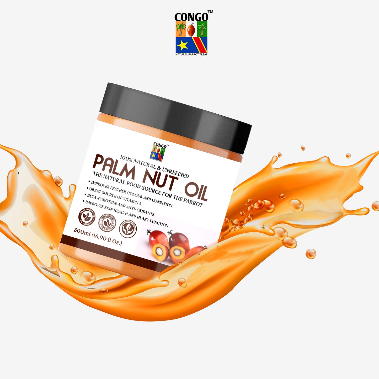 Congo 500g Palm Nuts Oil for Healthy Feather & Wings for Finches, Budgies, Conures, Lovebirds, Cockatiels, African Grey, Macaws, Cockatoo, Eclectus and Other Birds (500gm)