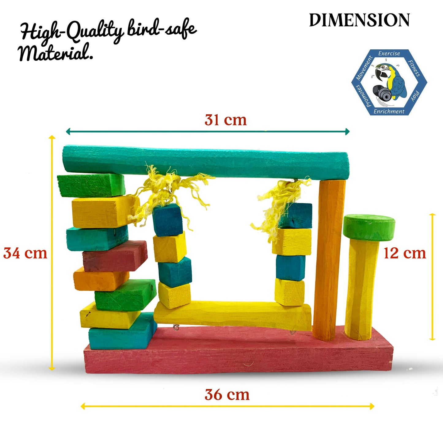 Congo 34X23cm Exclusive Colorful Exercise Swing Stand for Budgies, Lovebird, Monk Parakeet, Finch and Other Birds (Piece of 1)