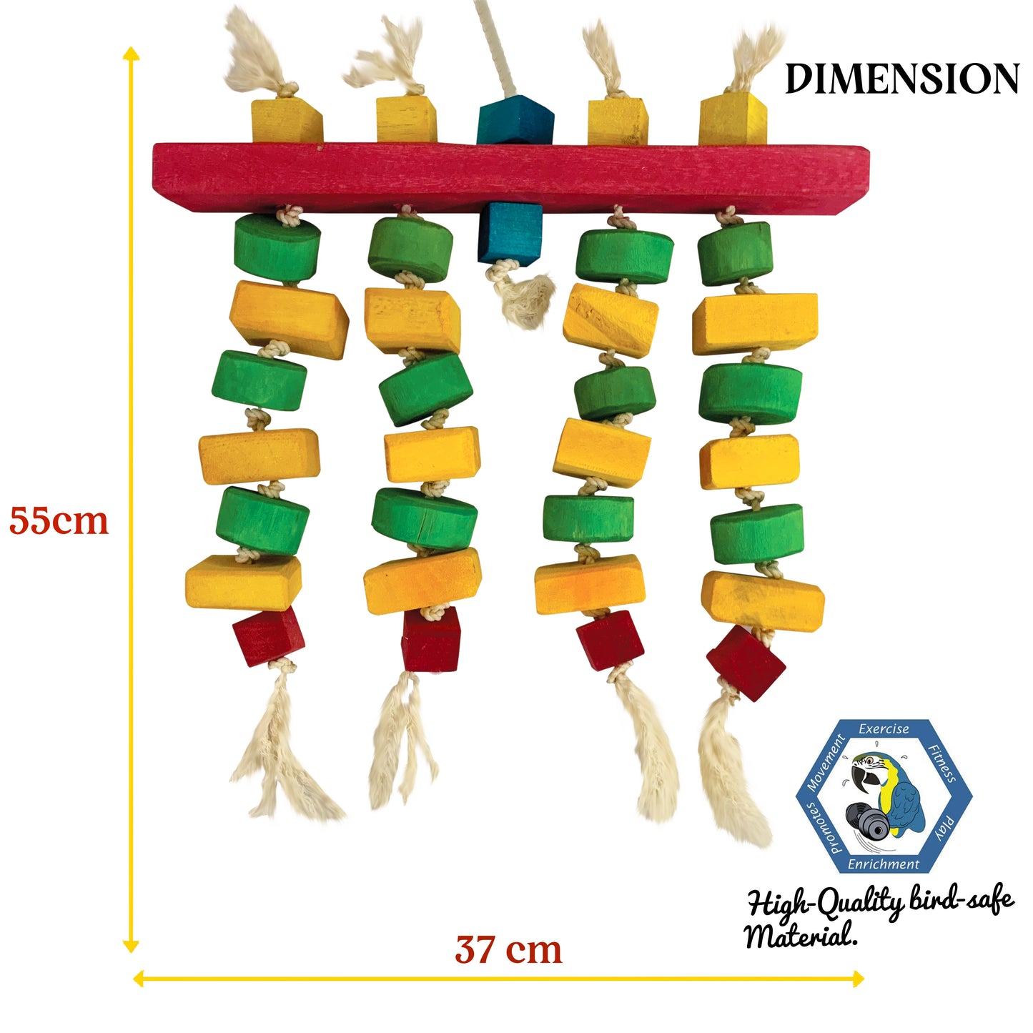 Congo® Exclusive 55X37 Cm Edible Non-Toxic Colored Playing & Chewing Toy for Sun Conure, Senegal, Amazon, African Grey, Macaw, Cockatoo and Other Birds (Piece of 1)