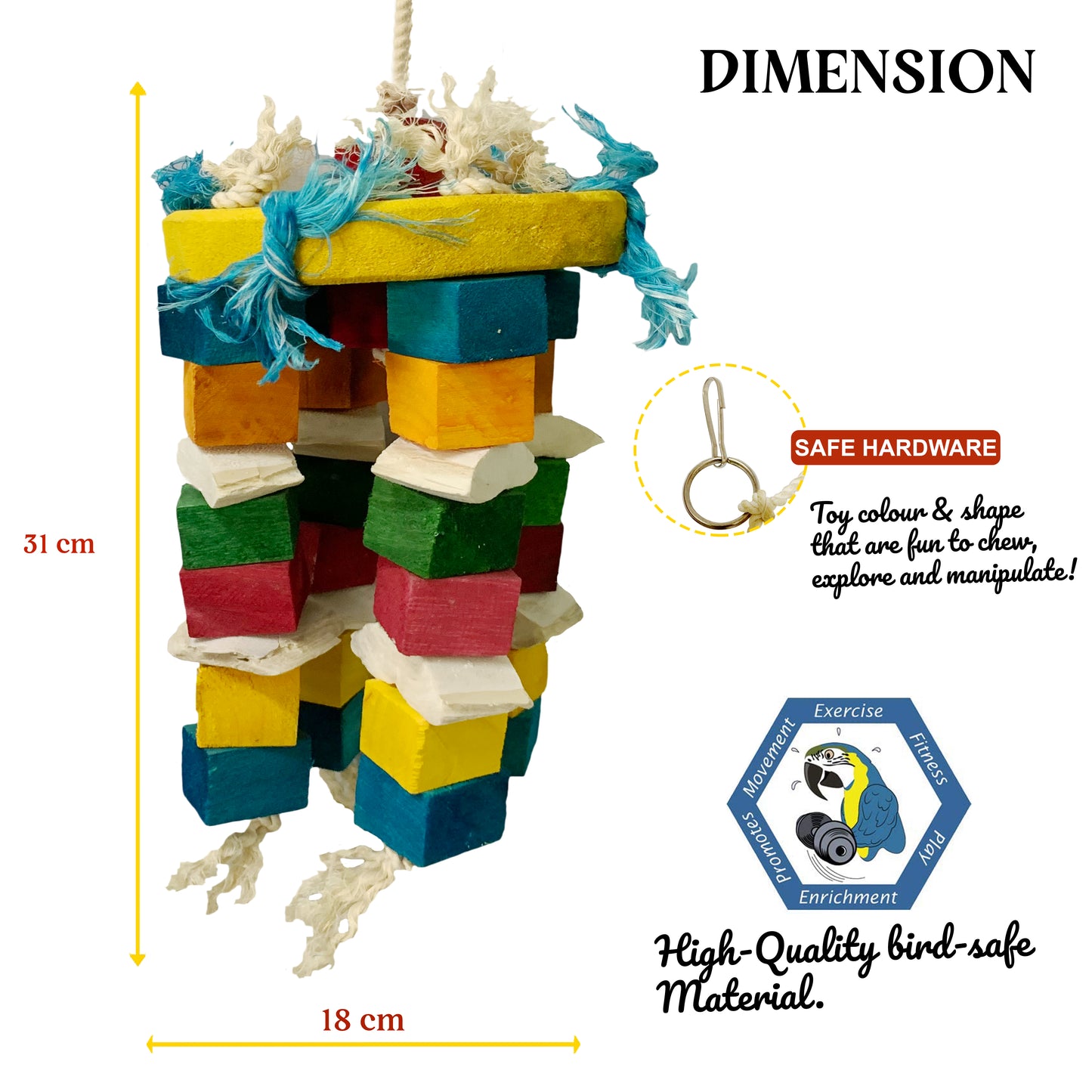 Congo® 31X18cm Cuttlebone Piece Color Hanging Jhummer for Conure, Amazon, Senegal, African Grey, Macaw, Cockatoo and Other Birds (Piece of 1)
