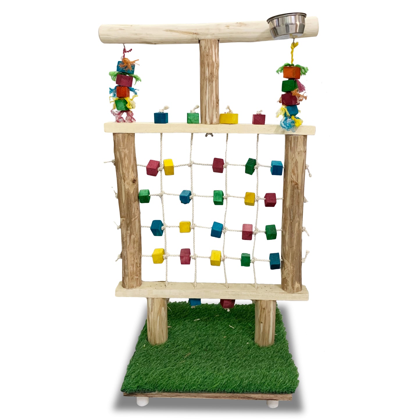 Congo® 3.2 FT/ 97cm Color Net Stand Training Exercise Made with Natural Wood Playful Bird Stand for Conure, Amazon, Senegal, African Grey, Macaw, Cockatoo, Eclectus and Other Birds Piece of 1