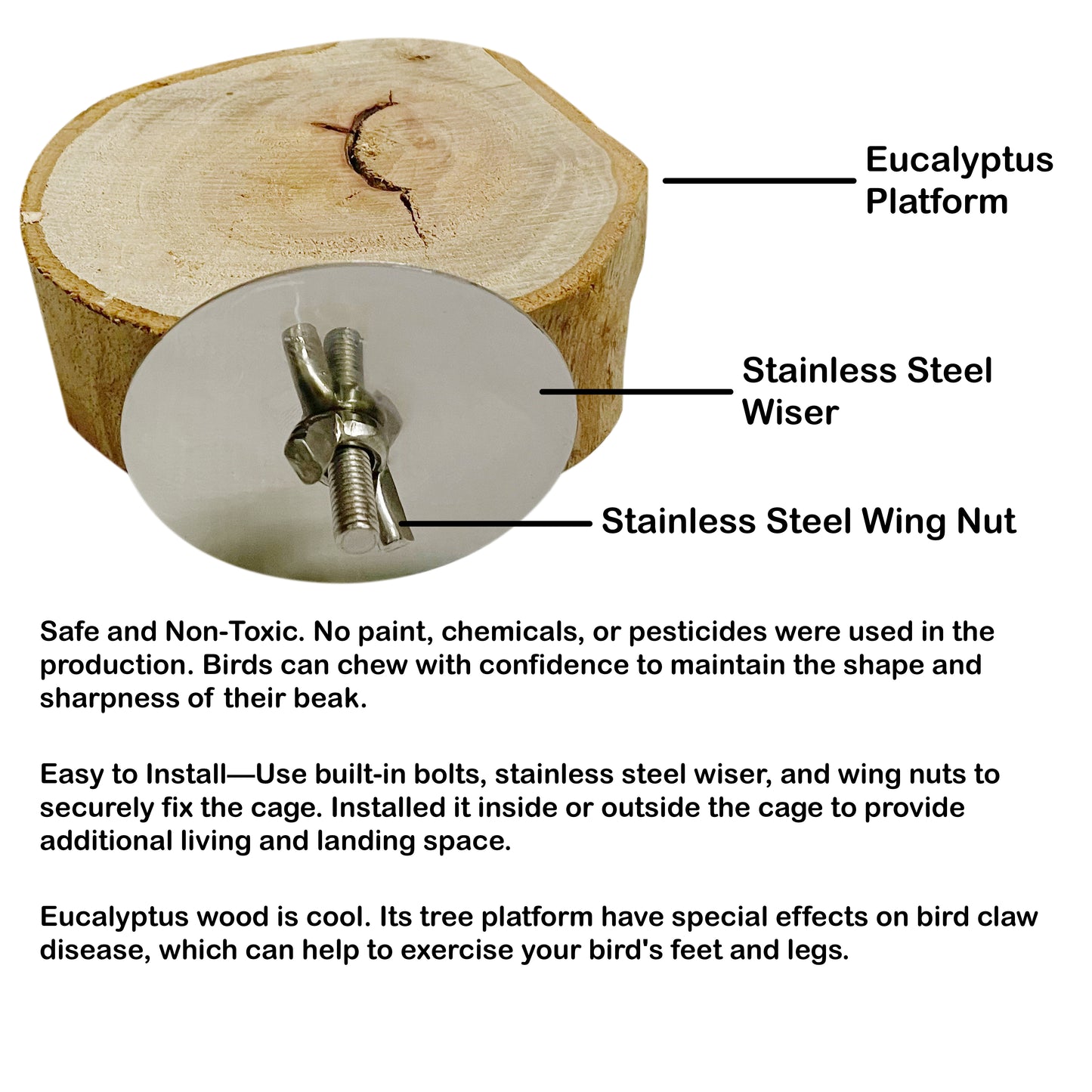 Congo Eucalyptus Pack of 2 Chewable Platform for Siting and Playing for Parakeet, Budgies, Lovebirds, Cockatiels, Conure and Other Birds