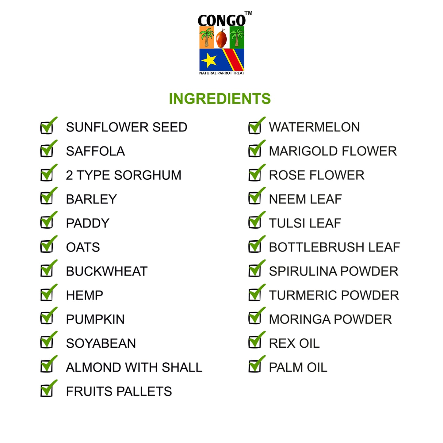 Congo Herbal Seed Mix 1kg for Conure, Senegal, Amazon, African Gray, Macaw, Cockatoo, Indian Parrot, and Other Big Birds. (1Kg)