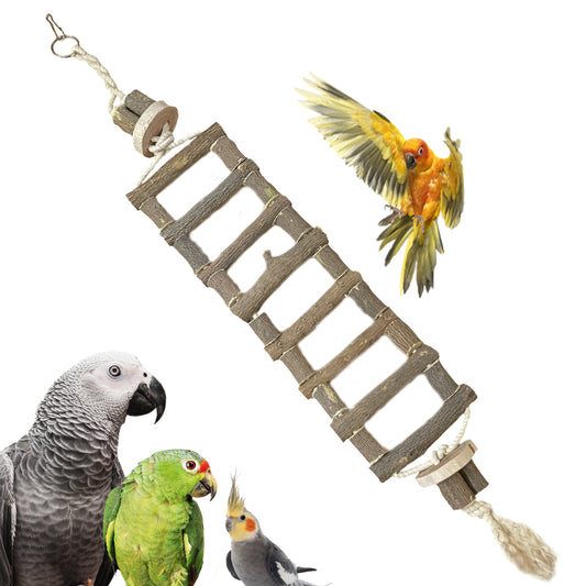 Congo Bird Safe-Chew 24 inch Wooden Ladder Bridge | for Climbing & Chewing | Fun-Full Toy for Conure, African Grey, Amazon and Macaw Piece of 1
