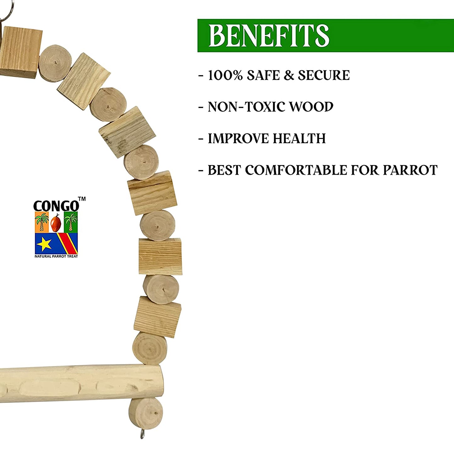 Congo® 24X18 Inch Dotted Perch Chew Swing Toy for Macaw, African Grey, Cockatoo and Large Birds (Piece of 1)