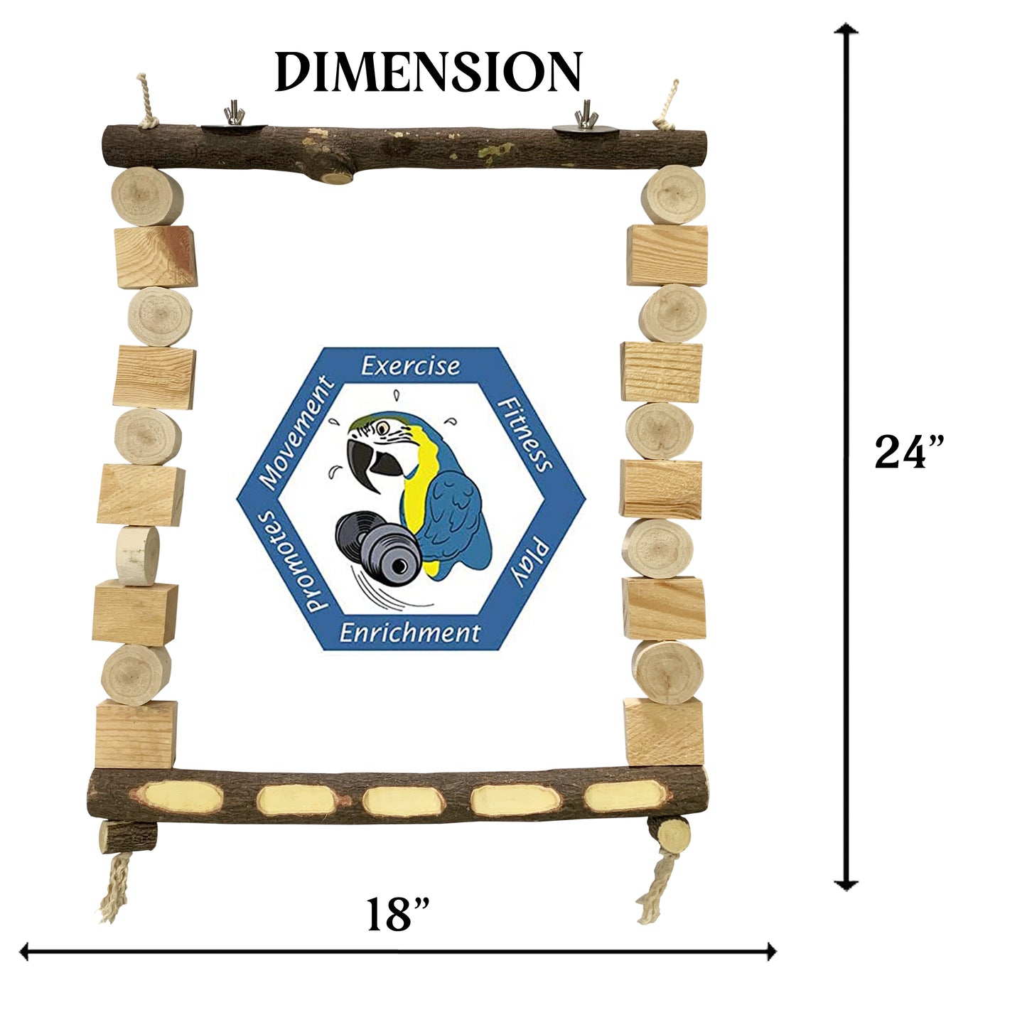 Congo® 18X24 Inch Wooden Decorative Swing Toy for for African Grey, Macaw, Cockatoos, Amazon and Other Big Birds (Piece of 1)