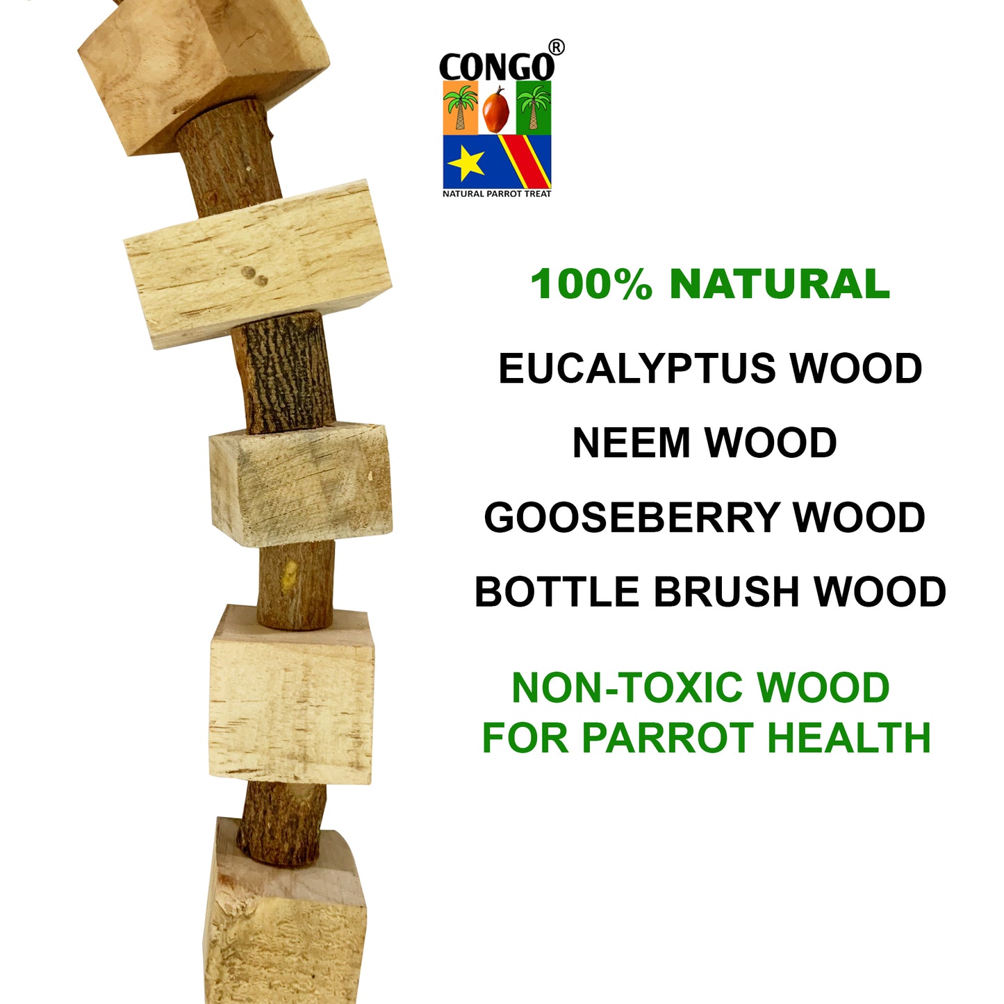 Congo® 18X12 Inch Bird Swing Wooden Bird Toys Cage Accessories for Conure, African Grey, Senegal, Amazon, Macaw and Other Birds Piece of 1