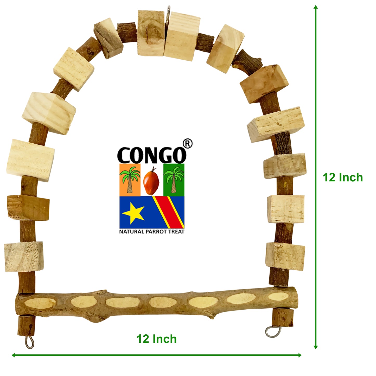 Congo® 18X12 Inch Bird Swing Wooden Bird Toys Cage Accessories for Conure, African Grey, Senegal, Amazon, Macaw and Other Birds Piece of 1
