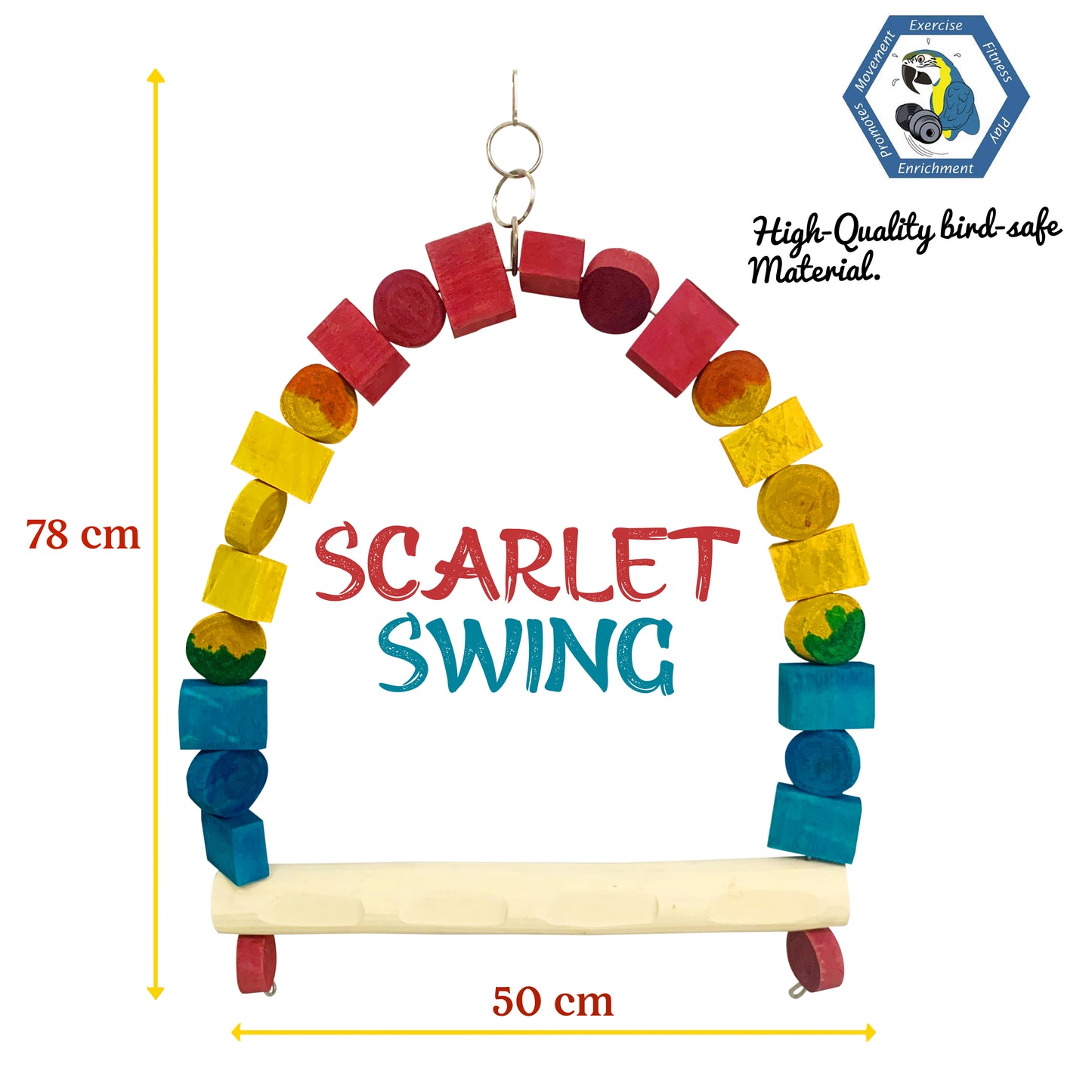 Congo 78X50cm Scarlet Macaw Colour Swing for Macaws (Piece of 1)