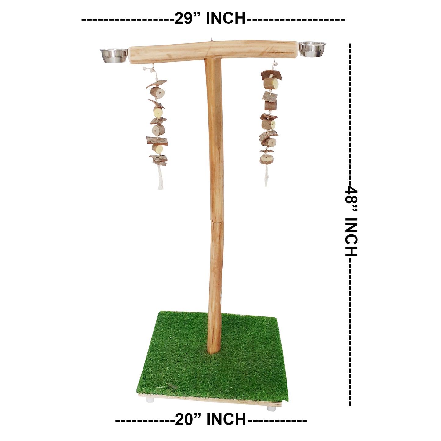 Congo® 48X29X20 Inch Training & Playing Stand for Parrot Eucalyptus Wood | with Hanging Toy for Conure, Amazon, African Grey, Macaw and Other Birds