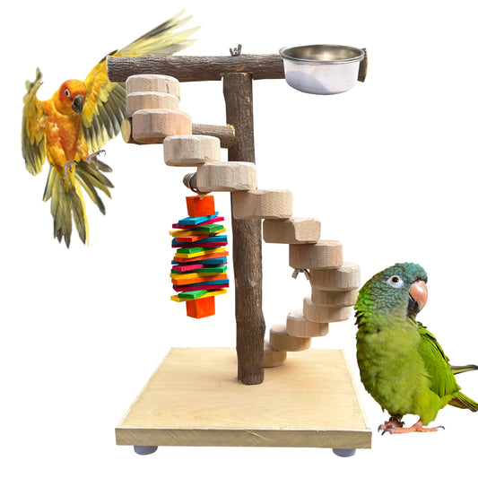 Congo® 1.5 Ft. (45 cm) Mini Ladder Stand with Steel Feeding Bowl for Birds Playing and Sitting for Cockatiels, Conure, Senegal, Amazon and Other Birds