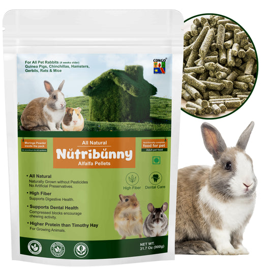 NutriBunny Alfalfa Pellets Daily Diet for Rabbits, Guinea Pigs, Chinchillas, Hamsters, Gerbils and Other, 900g
