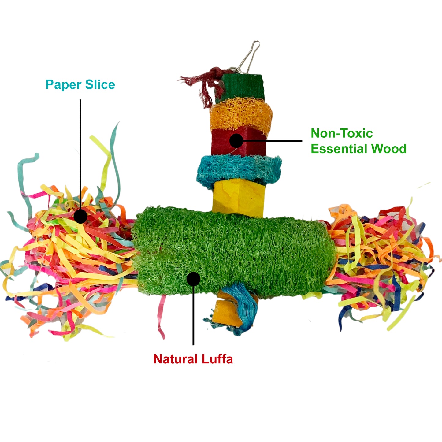 CONGO® 12X8 Inch Foraging Luffa Chew Color Hanging Toy for Budgies, Finches, Cockatiel, Lovebirds, and Other Small Birds (Piece of 1)