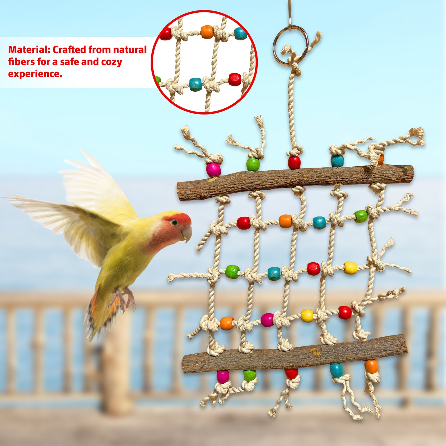 Congo® 21X36cm Mini Natural Colorful Net Hanger for Parakeets, Lovebirds, Cockatiels, Budgies and Other Birds