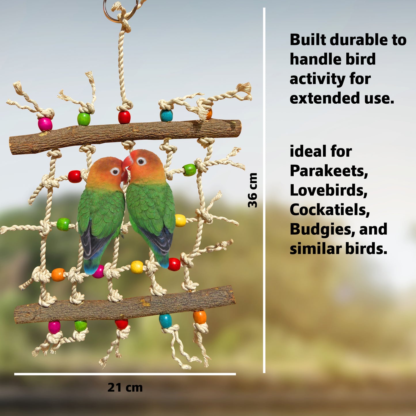 Congo® 21X36cm Mini Natural Colorful Net Hanger for Parakeets, Lovebirds, Cockatiels, Budgies and Other Birds