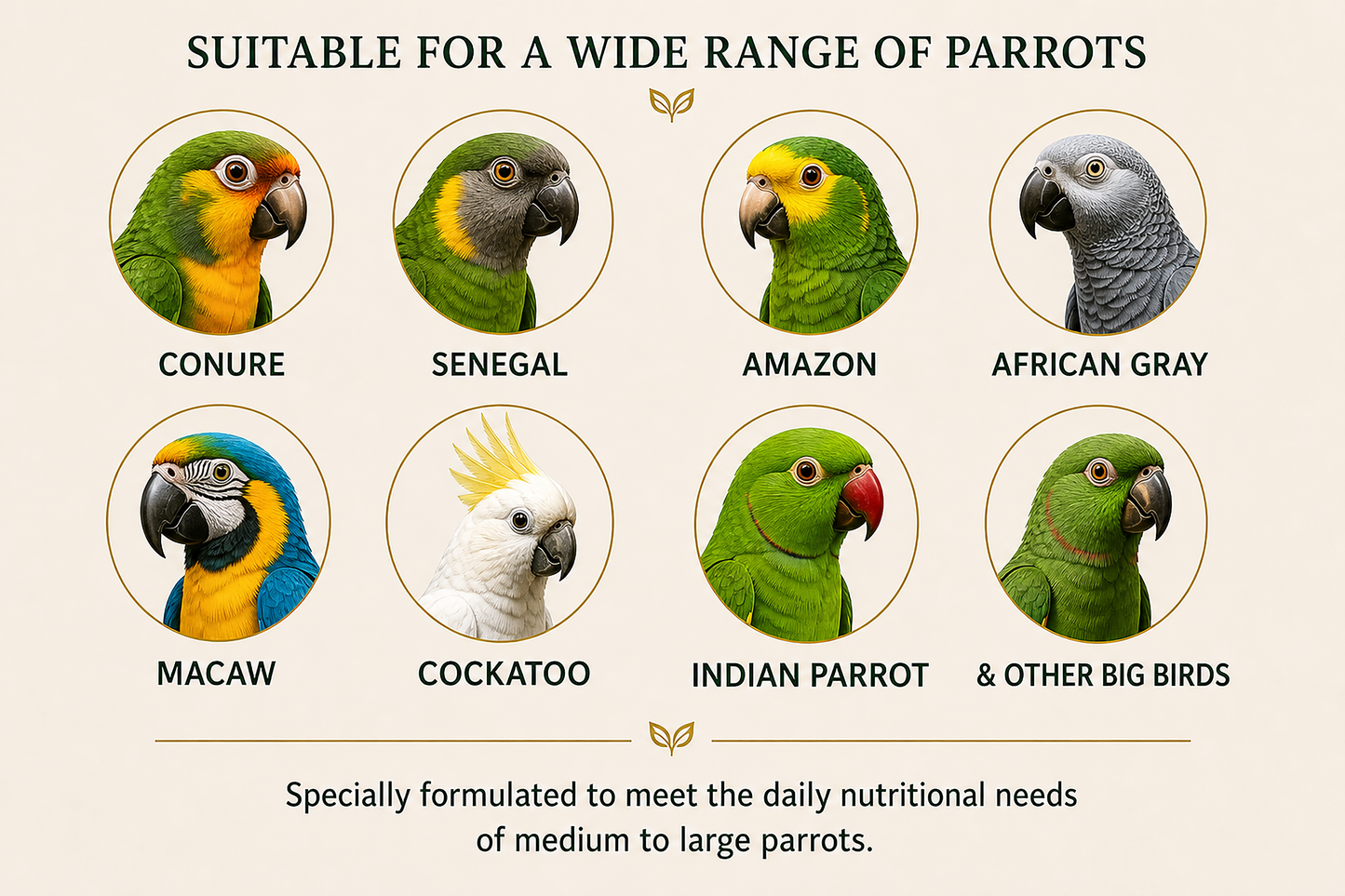 CONGO T16 Maintenance Pellets for Parrots | Complete & Balanced Daily Nutrition | 6mm Pellet Size | Natural Ingredients | No Artificial Colors | 1kg