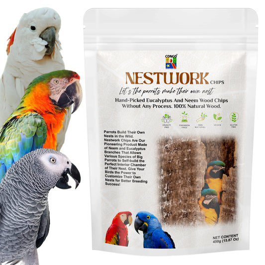 Congo Nestwork 450gm Nesting Material Chips for Conure, Senegal, Amazon, African Grey, Macaws. Cockatoos, and Other Birds 15.87 Oz (450gm)