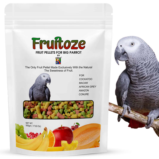 CONGO 500g Premium Fruitoze Fruit Pellets For Cockatoo, Macaw, African Grey, Amazon And Conure Parrots (500Gm), Bird, All Life Stages, 1 Count