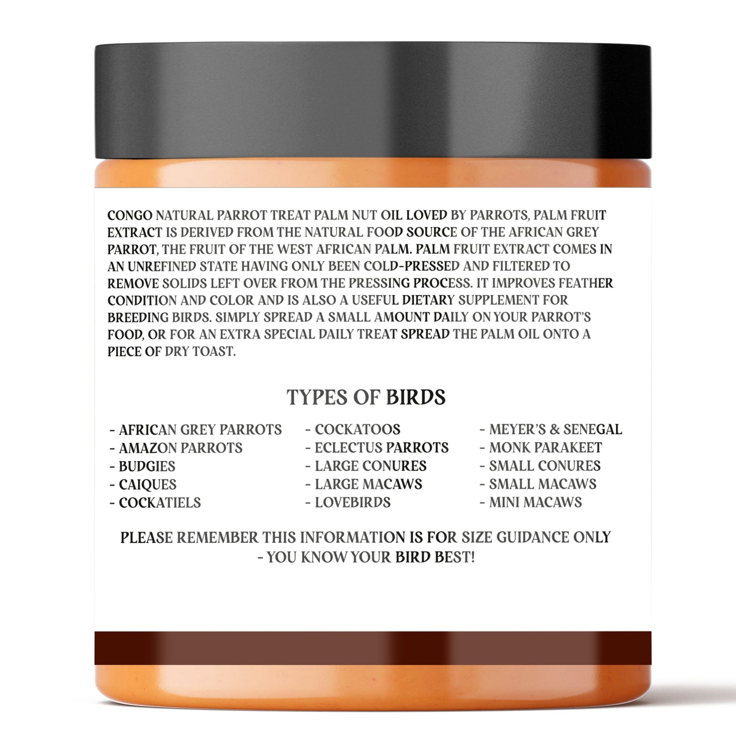 Congo 500g Palm Nuts Oil for Healthy Feather & Wings for Finches, Budgies, Conures, Lovebirds, Cockatiels, African Grey, Macaws, Cockatoo, Eclectus and Other Birds (500gm)
