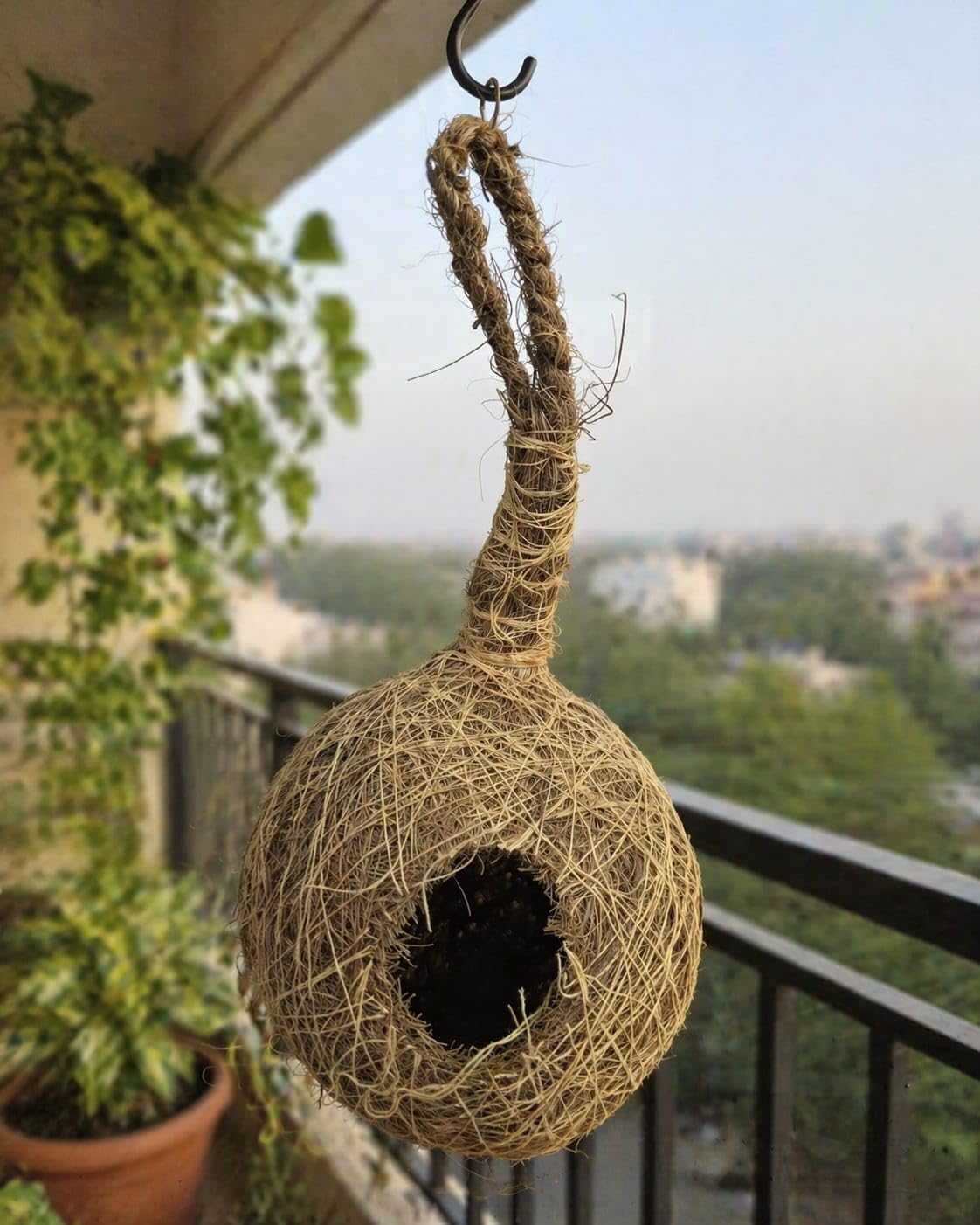 Congo Natiral Hanging Coconut Fiber Bird Nest - | Suitable for Small Birds Breed | 100% Natural Coir Breeding Nest for Sparrow, Finch, Parakeet, Hummingbird and Other Small Birds