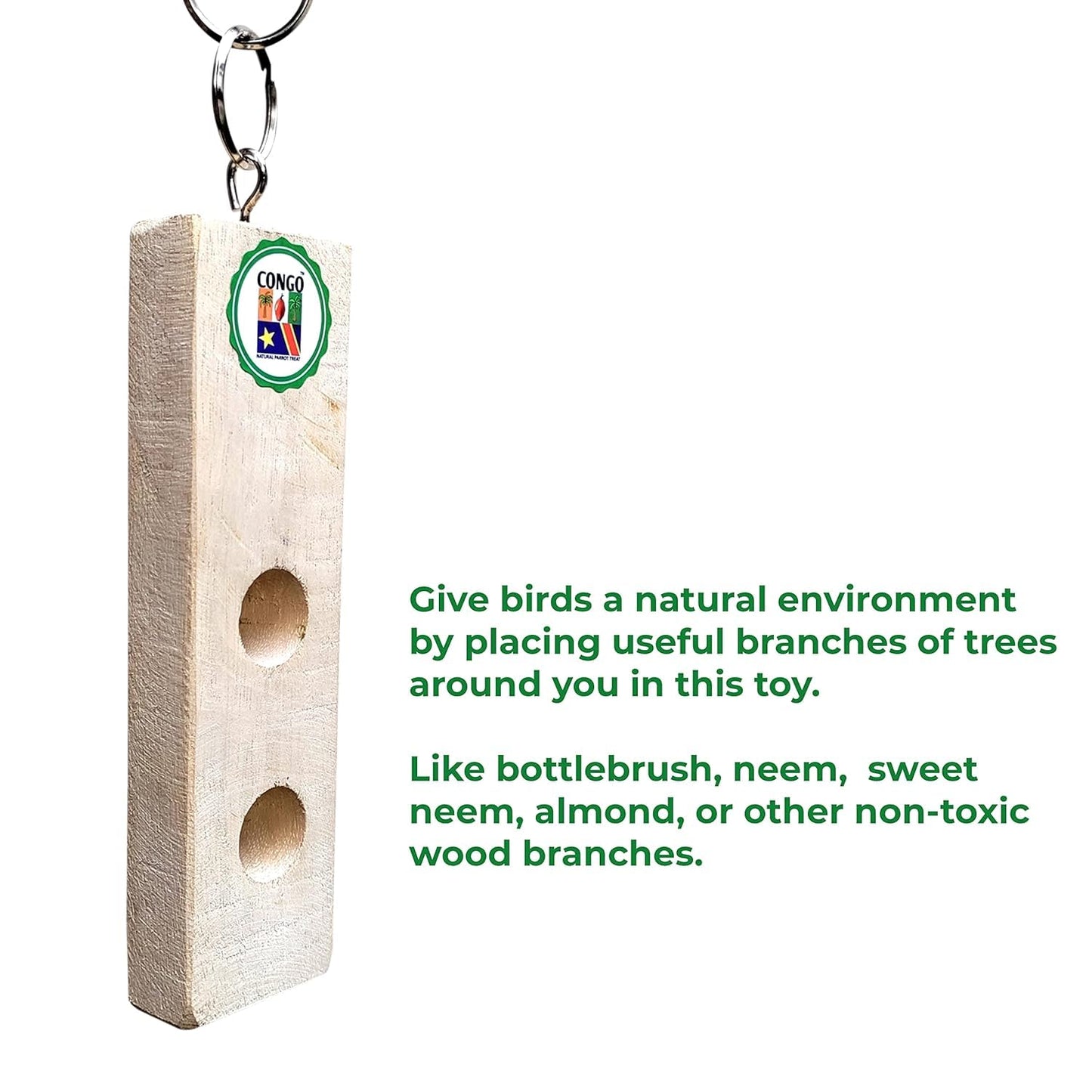 Natural Wooden Bird Toy Combo Set for Parrots, Cockatiels & Lovebirds | Chewing, Climbing & Perch Accessories | Cage Hanging Toys for Small & Medium Birds (5 Pieces)