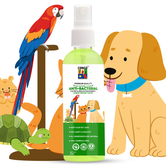 Congo Cage Cleaning Anti-Bacterial Spray for Dogs, Cats, Birds and Small Pets(Budgies, Cockatiels, Conure, African Grey, Amazon, African Grey, Macaw and Other Birds), 200ML