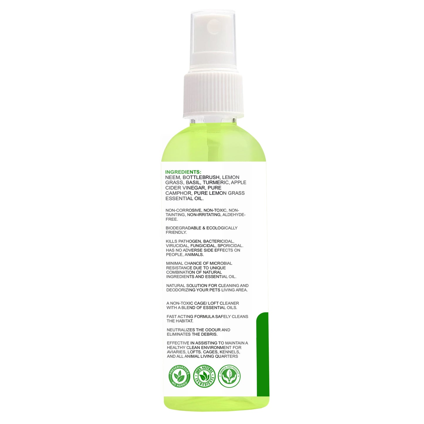 Congo Cage Cleaning Anti-Bacterial Spray for Dogs, Cats, Birds and Small Pets(Budgies, Cockatiels, Conure, African Grey, Amazon, African Grey, Macaw and Other Birds), 200ML