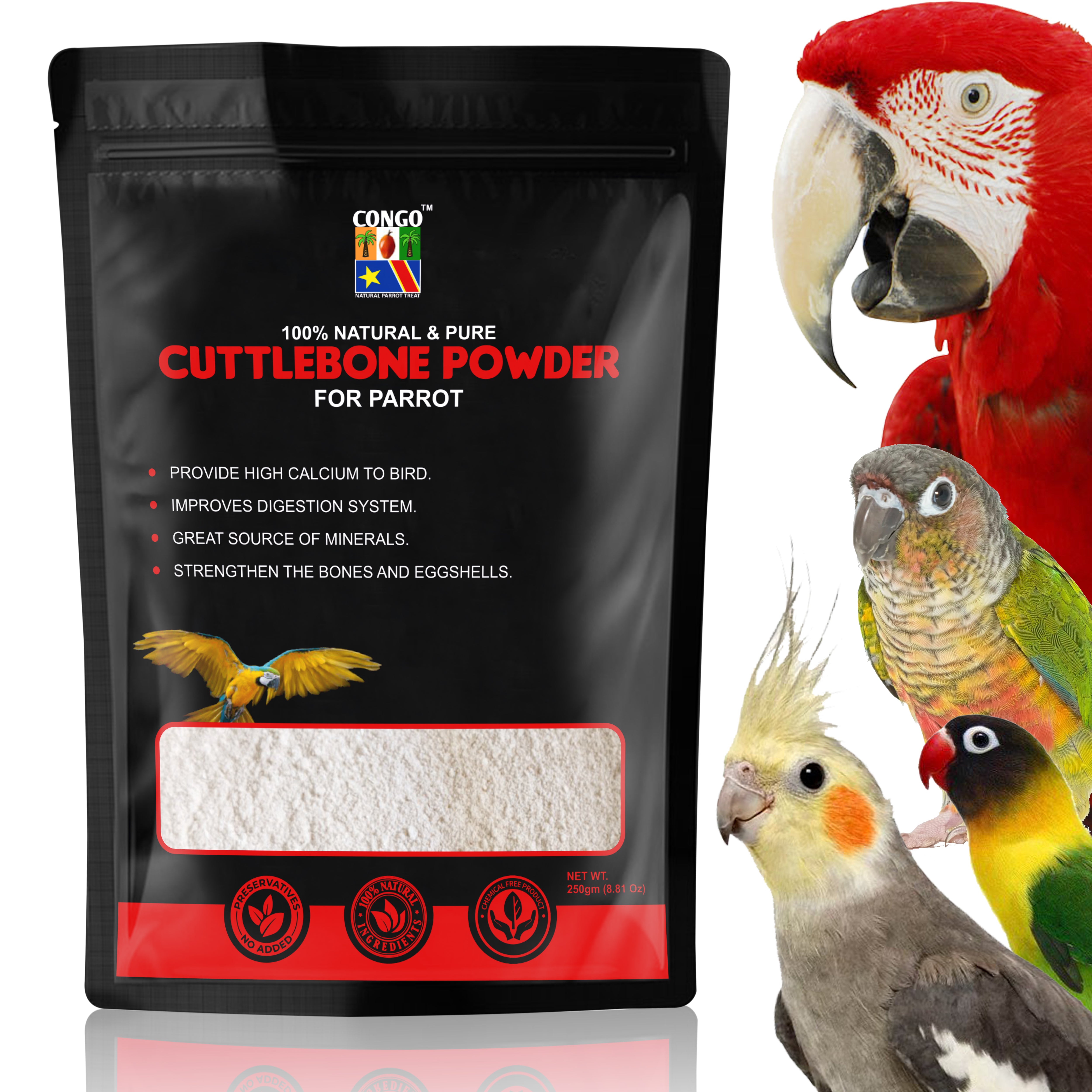 Congo® 250gm Cuttlefish Bone Powder for Finches, Budgies, Conures, Lov ...