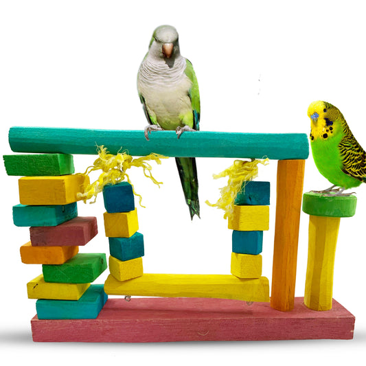 Congo 34X23cm Exclusive Colorful Exercise Swing Stand for Budgies, Lovebird, Monk Parakeet, Finch and Other Birds (Piece of 1)