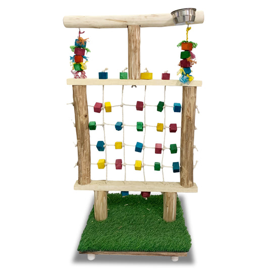 Congo® 3.2 FT/ 97cm Color Net Stand Training Exercise Made with Natural Wood Playful Bird Stand for Conure, Amazon, Senegal, African Grey, Macaw, Cockatoo, Eclectus and Other Birds Piece of 1