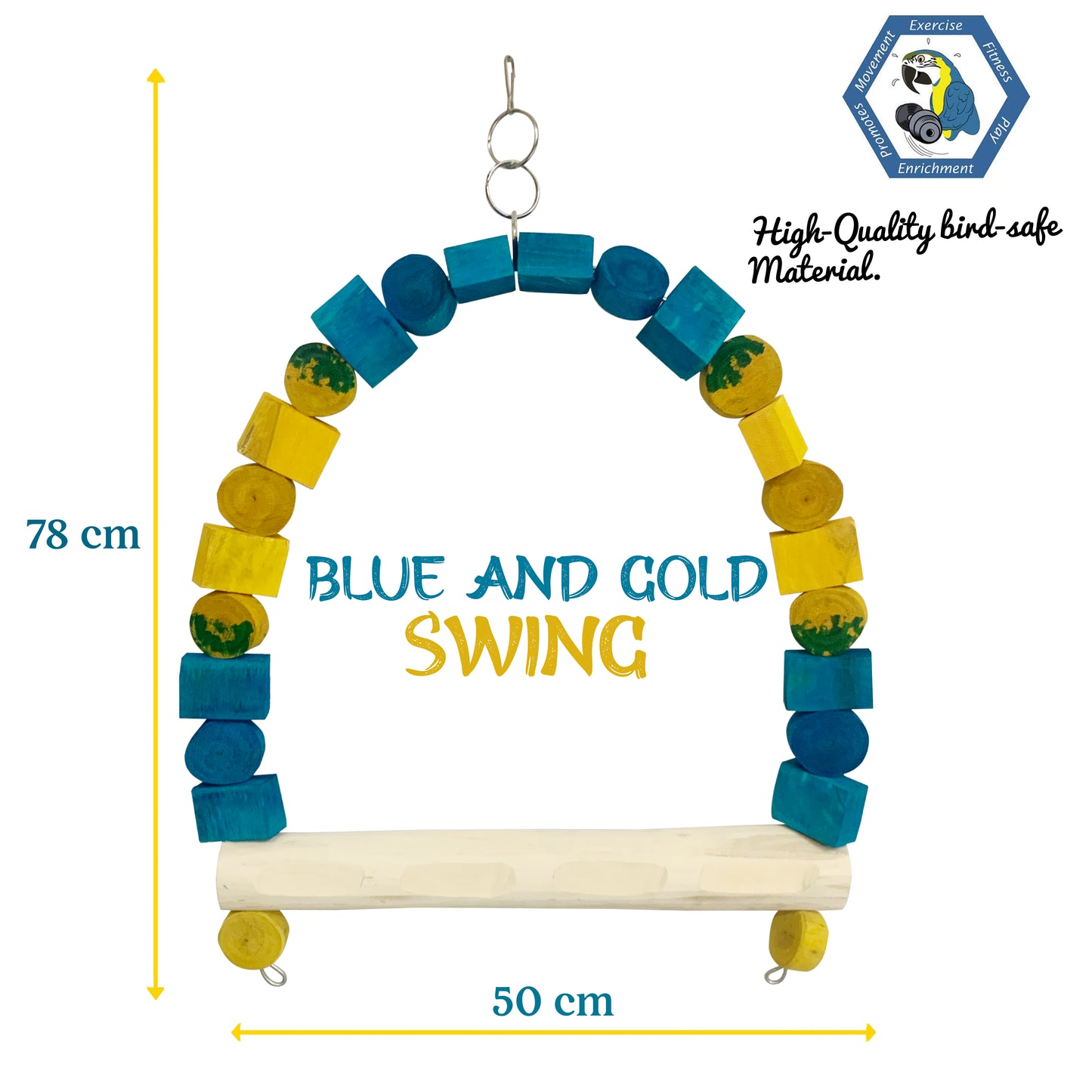 Congo 78X50cm Blue & Gold Macaw Colour Swing for Macaws (Piece of 1)