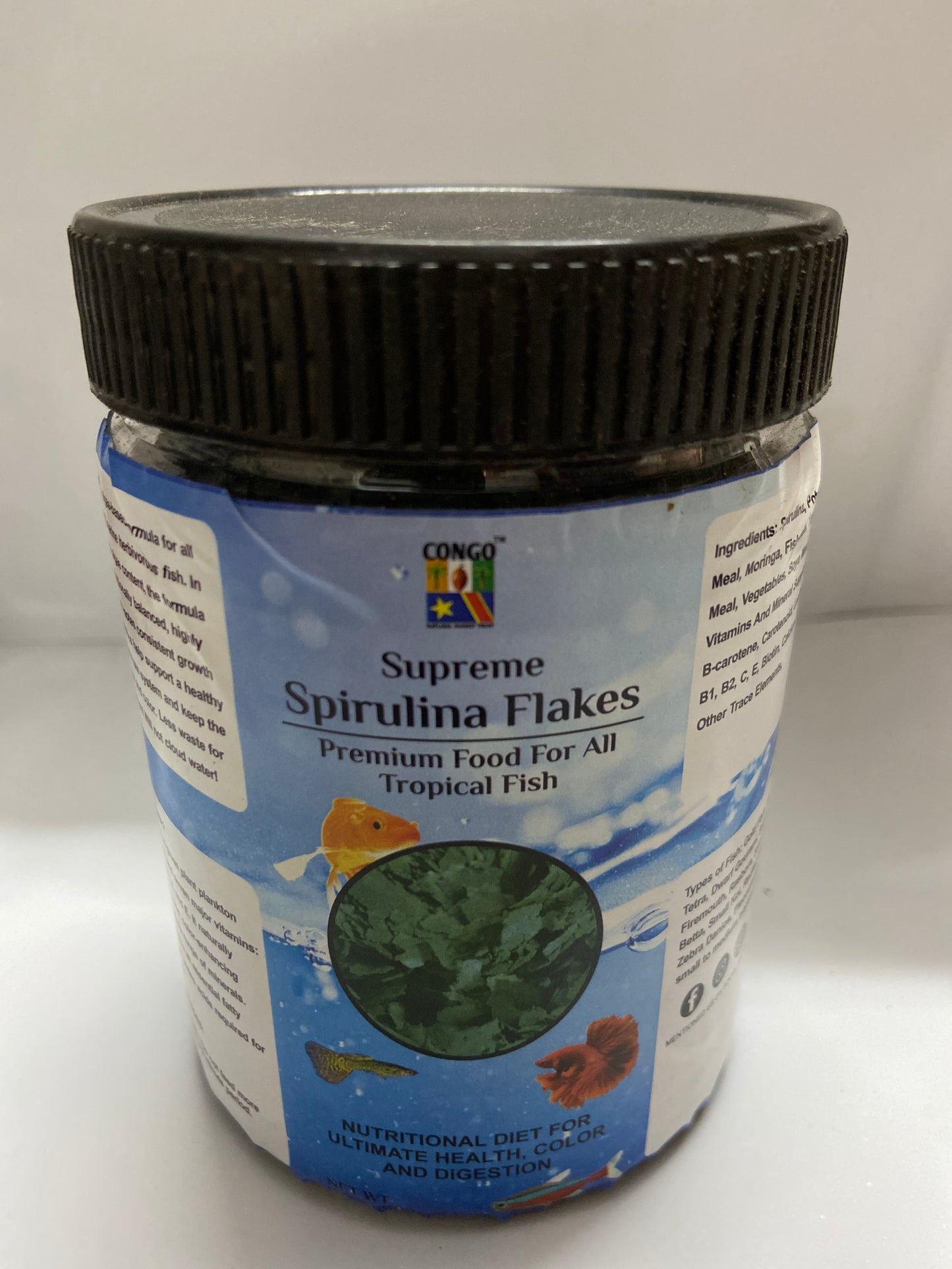 Congo Supreme Spirulina Flakes High Nutrition Fish Food for All Types of Tropical-100gm