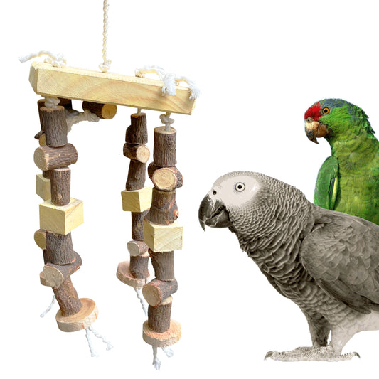 Congo® 6X12 Inch Safe-Chew Wood Hanging Jhummer Bird Toy for Chewing & Playing for Conure, African Grey, Amazon and Macaw Piece of 1