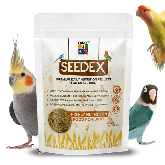 Congo® 1Kg Seedex High Nutritional Daily Food Pellets for Lovebirds, Budgies, Cockatiels and Other Birds (1Kg)