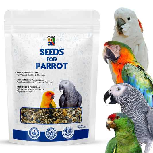 Congo® 1Kg Seeds for Parrot Healthy and Nutritional Seed Food for Conure, Amazon. Eclectus, Senegal, African Grey, Macaw and Other Birds (1Kg)