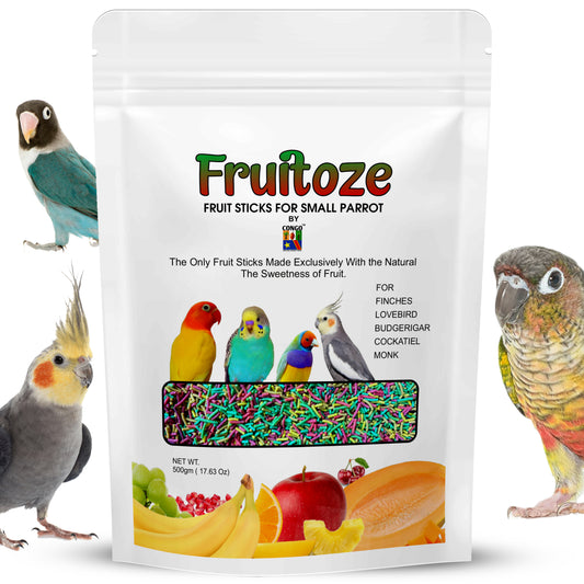 CONGO 500g Premium Fruitoze Fruit Sticks For Finch, Lovebird, Budgerigar, Cockatiel, Conure, Monk And Other Small Size Birds (500Gm), 1 Count